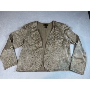 Marisol Beige Embellished Jacket Sparkly Cocktail Dress Attire Fancy Size Large